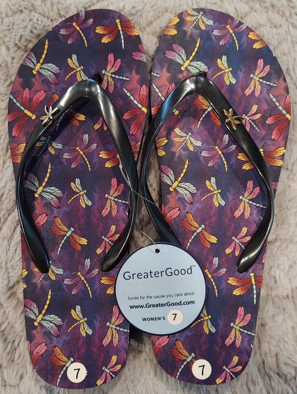 NWT Women's Dragonfly Flip Flops in Purple